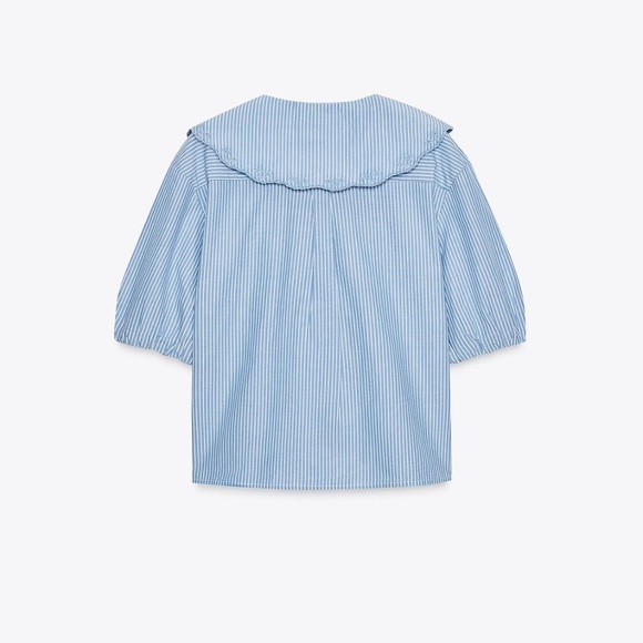 ZARA EMBROIDERED STRIPED PETER PAN COLLAR SHIRT - Picture 2 of 8